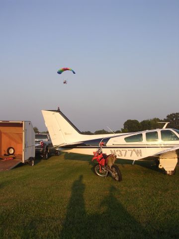 Beechcraft 55 Baron (N377W) - Smoky Mountain Airpark, Dandridge, TN - Fun & Games at the Farm