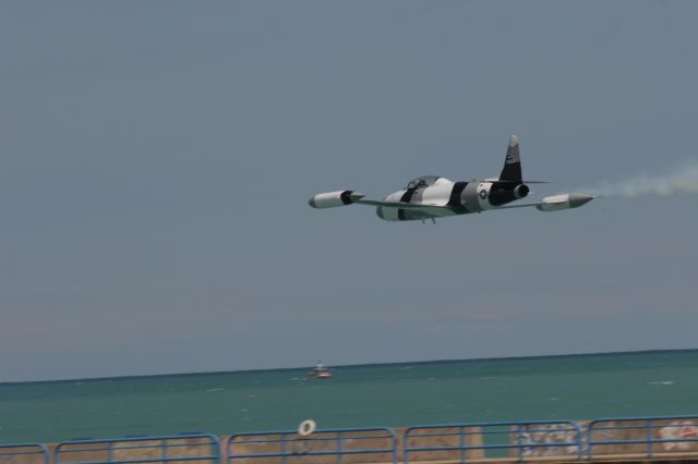 Lockheed T-33 Shooting Star (N134CM) - Low Pass along Breakwater at Milwaukee Air Show