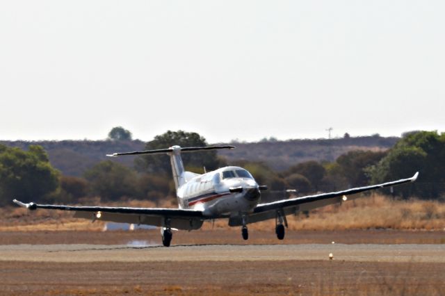 Pilatus PC-12 (VH-OWB) - Hot Gusty wind on a cross wind landing RWY 09 (43c that day)