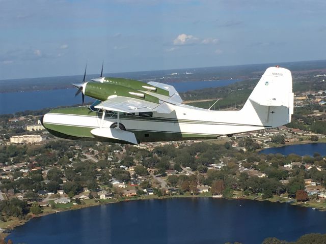 N86609 — - leaving the tavares seaplane base. taken with iphone 7. 1946 Grumman G44A