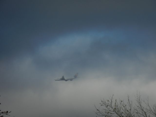 BOEING 747-8 (D-ABYJ) - A Lufthansa Airlines Boeing 747-800 Cutting Clouds And Putting Her Gear Down!