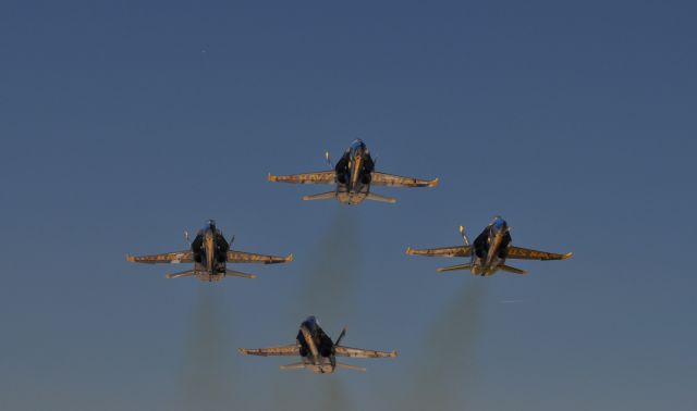 — — - Blue Angles sliding into the Diamond after takeoff