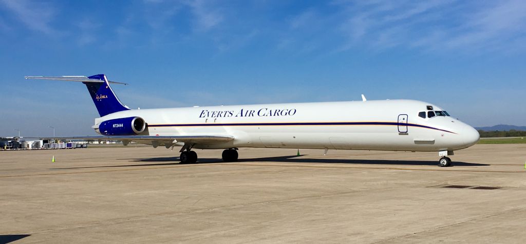 McDonnell Douglas MD-82 (N73444) - Rare northern visitor to GSP! This is the worlds first MD-80 freighter. Formerly with American Airlines.