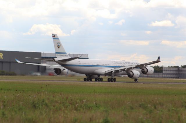 Airbus A340-500 (9K-GBB) - Airline: Kuwaiti Governmentbr /Plane: A340-500br /Location: STN (London Stansted Airport)br /Date: 18.09.22 (dd/mm/yy)
