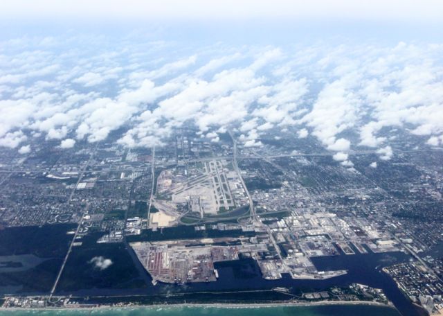 — — - The Fort Lauderdale Airport from 11K feet.