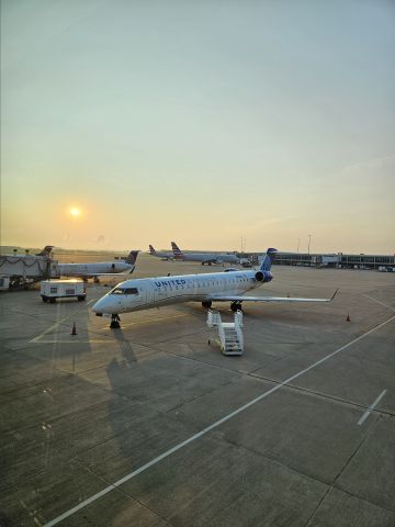 N552GJ — - A CRJ 550 in front of some AA Airbus aircraft at the adjacent terminal of Tulsa International on the morning of July 23rd, 2024