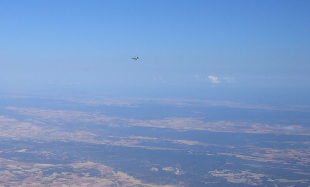 — — - Spanish Military Jet checking out a Balloon Spain