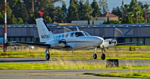 Cessna 421 (N421KK) - Oakland-based Cessna 421 departing runway 31R at Reid Hillview Airport, San Jose, CA.