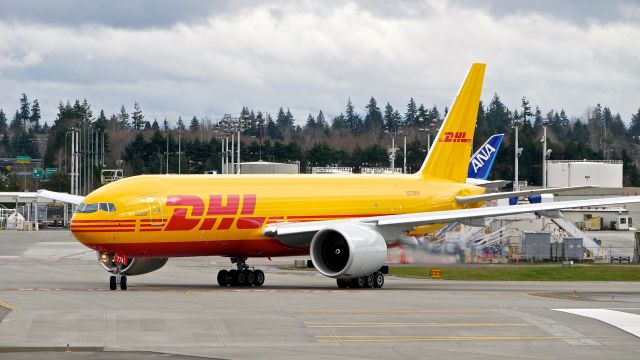 Boeing 777-200 (N774CK) - CKS9774 taxis to Rwy 16R for its delivery flight to KOSC on 3.3.20. (B777-F / ln 1646 / cn 66084).