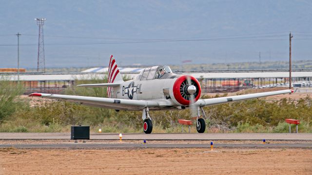 North American T-6 Texan (N86WW) - Condor Squadron's North American SNJ-4 arriving at February 2023 Buckeye Air Fair AOPA Fly-in at Buckeye Municipal Airport.