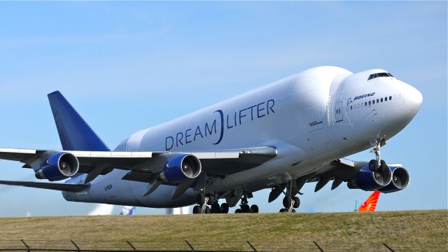 Boeing Dreamlifter (N780BA) - GTI4512 lifts off runway 16R for a flight to RJGG/NGO on 2/6/12. (LN:778 cn 24310).