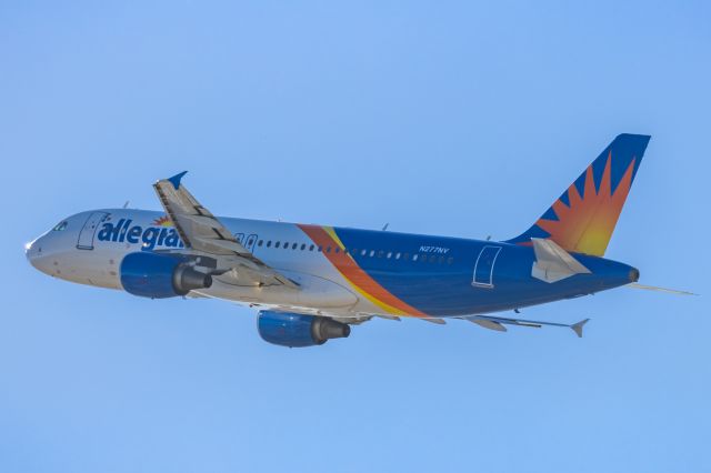 Airbus A320neo (N227NV) - An Allegiant A320 taking off from PHX on 2/10/23 during the Super Bowl rush. Taken with a Canon R7 and Canon EF 100-400 II L lens.