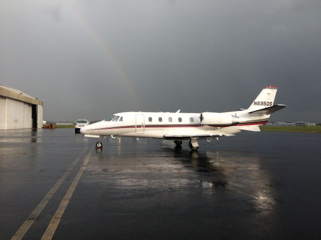 Cessna Citation Excel/XLS (N695QS) - Seen at Atlantic Aero just after a major storm.