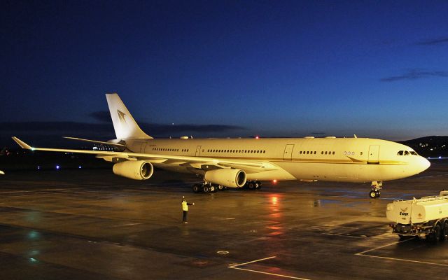 Airbus A340-200 (HZ-SKY1) - sky prime aviation services a340-212 hz-sky1 taxing on to stand at shannon 7/2/17.