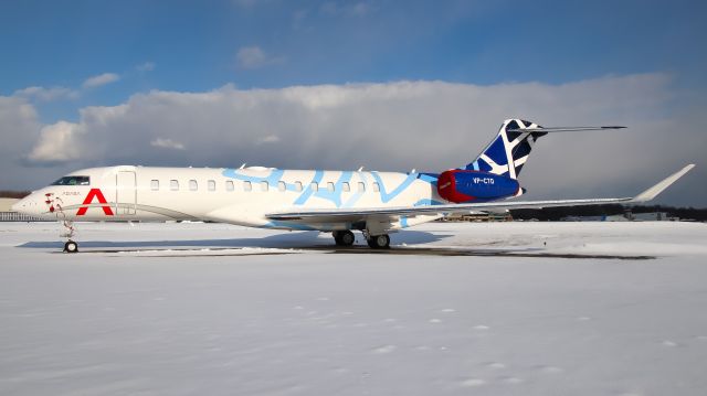 BOMBARDIER BD-700 Global 7500 (VP-CTO) - A beautiful Global 7500 sitting on the pad on a beautiful January afternoon. Little did we know that this thing would be staying here for over two months.