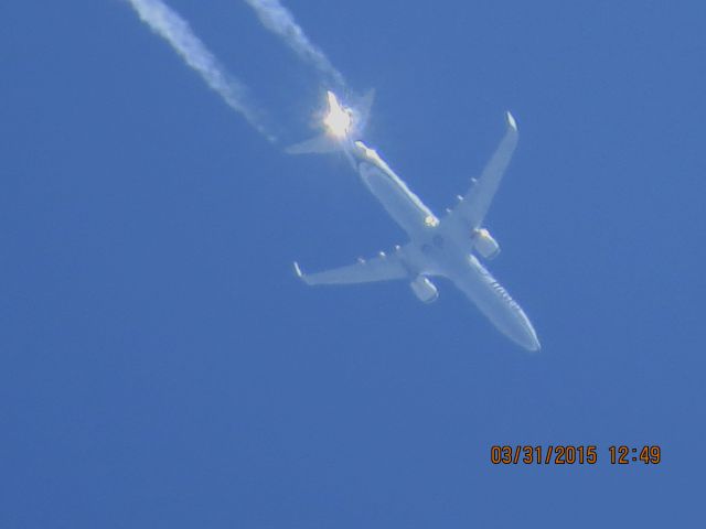 Boeing 737-900 (N323AS) - Alaska Airlines flight 774 from SEA to TPA over Southeastern Kansas at 35,000 feet.