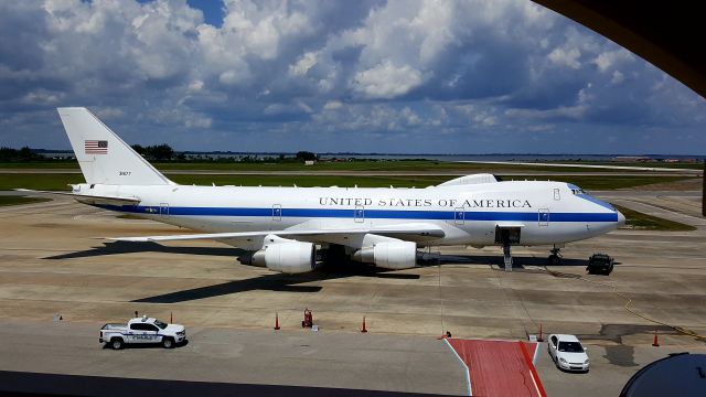 Boeing 747-200 (73-1677) - National Airborne Operations Center (NAOC) on deck at Patrick AFB.br /Aug 2016