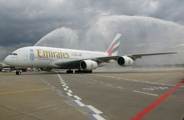 Airbus A380-800 (A6-EEZ) - Official first visit A380 from Emiratea at FRA/ 01.09.2014