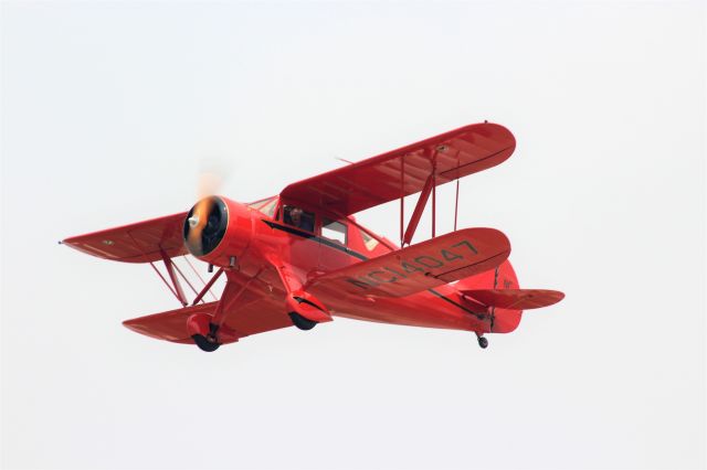 NC14047 — - Taking off on a milky sky, forest fire smoke shrouded day, at Oshkosh. 