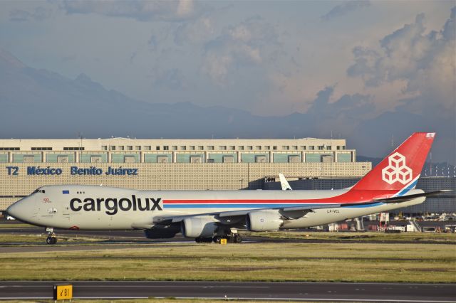 BOEING 747-8 — - Boeing B747-8R7F LX-VCL MSN 35823, moved towards the 05R runway for takeoff at Mexico City International Airport. This special aircraft, is the 30th freighter that Cargolux acquired new from Boeing, 36 years after taking delivery of its very first 747-200F. This milestone aircraft is named "Joe Sutter". Father of the 747 in honor of the man who designed the iconic aircaft in the 60´s. Joe Sutter and Cargolux shared a very special relationship cemented by a mutual love of the Queen of the Skies (11/2020).
