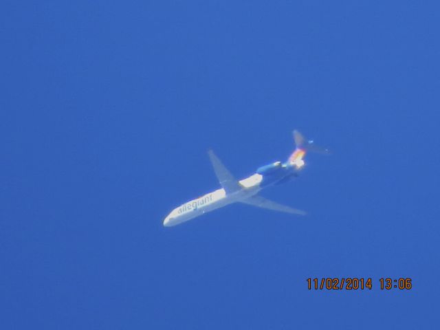 McDonnell Douglas MD-83 (N884GA) - Allegiant Air flight 117 from Springfield Missouri (KSGF) to AZA over Baxter Springs Kansas (78KS) at 26,000 feet.