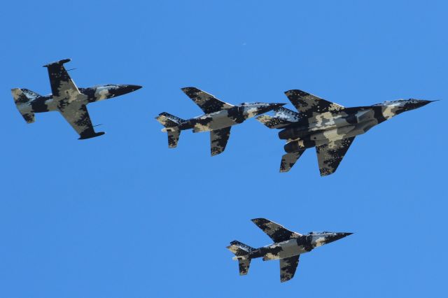 N29UB — - Welcome to Oshkosh '22br /Mig 29 with escort. Mig 29 flew in the Ukrainian Air Force and later owned by Paul Allen Everrett WA.