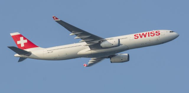 Airbus A330-300 (HB-JHN) - Swiss A-330 climbing away from BOS over Nantasket Beach area.