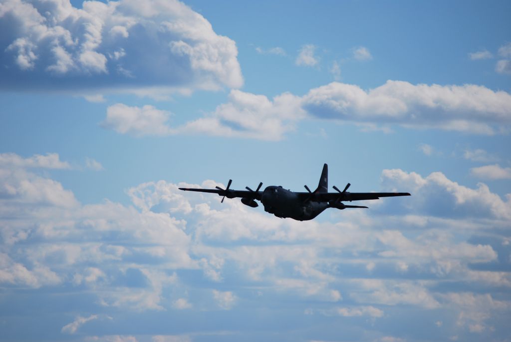 Lockheed C-130 Hercules (ANG31561) - 3 of 4 C130s taking off from 36C - 11/6/10