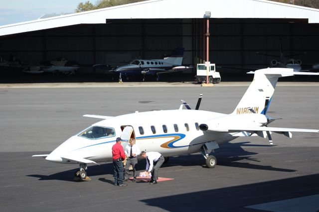 Piaggio P.180 Avanti (N180HM) - Parked. Operated by Dukes Sandwich Products