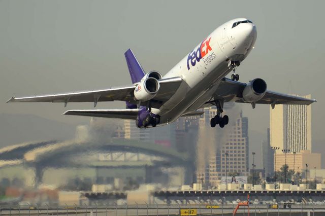 McDonnell Douglas DC-10 (N10060) - Fedex Express MD-10-10F N10060 at Phoenix Sky Harbor on December 2, 2015. It first flew as DC-10-10 N1002D on January 12, 1979. Its construction number is 46970. It flew for Laker Airways as G-GFAL, for British Caledonian Airways, Cal-Air International, and Novair International as G-BJZD, and ILFV as N581LF. Federal Express registered it as N10060 on November 5, 1994. 