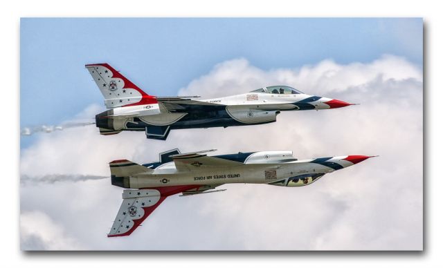 Lockheed F-16 Fighting Falcon — - "The USAF Air Demonstration Squadron ("Thunderbirds") is the air demonstration squadron of the United States Air Force (USAF). The Thunderbirds are assigned to the 57th Wing, and are based at Nellis Air Force Base, Nevada. Created 67 years ago in 1953, the USAF Thunderbirds are the third-oldest formal flying aerobatic team (under the same name) in the world"br /Aircraft flownbr /six F-16C Fighting Falconsbr /two F-16D Fighting Falcons