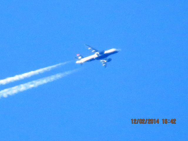 Airbus A320 (N679AW) - US Airways flight 507 from PHX to BOS over Southeastern Kansas at 35,000 feet.