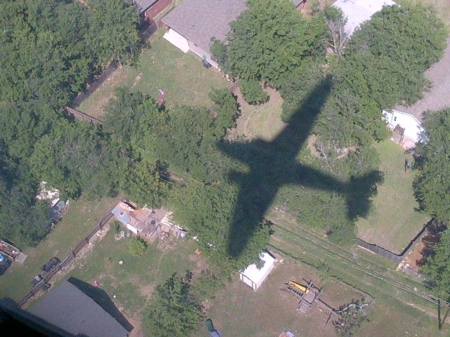 Douglas DC-3 (N87745) - The big shadow over North Ft Worth on approach to KFTW GGA1.org