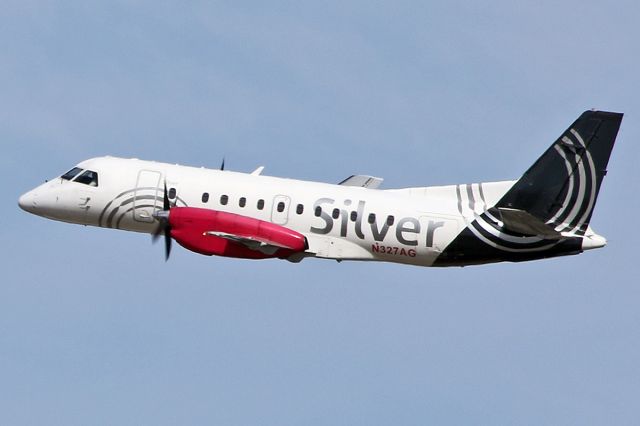 Saab 340 (N327AG) - Silver Airways - Saab 340 (N327AG) Takes off from Orlando International Airport, Florida on March 08, 2018.