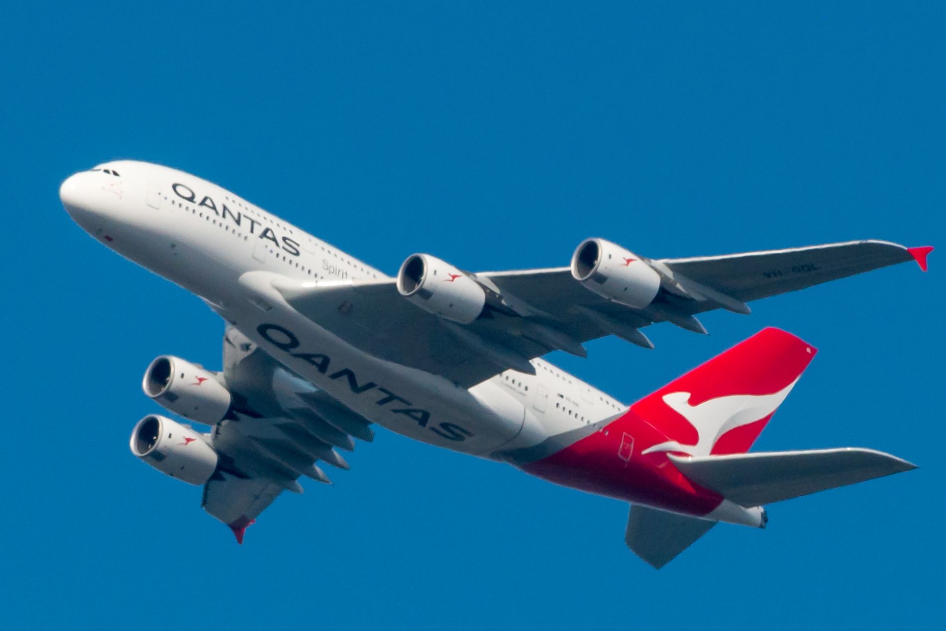 Airbus A380-800 (VH-OQL) - QF7 on its way to DFW