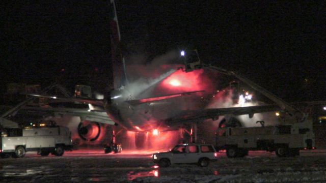— — - De-Icing at JFK...taxiway Kilo