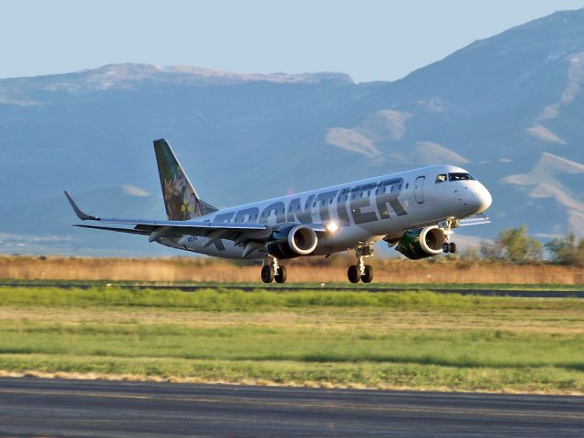 Embraer ERJ-190 (N162HQ) - Wish the quality turned out better on this one. Frontier 1655 landing in Provo, UT on runway 31.