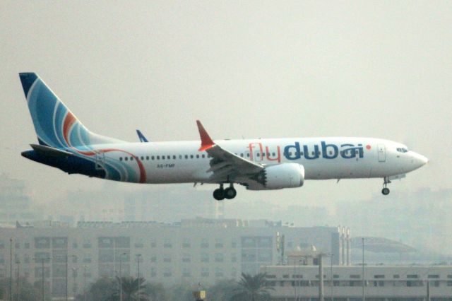 Boeing 737 MAX 8 (A6-FMF) - On short finals for rwy 12L on 16-Oct-23 operating flight FDB1750 from LYBE.