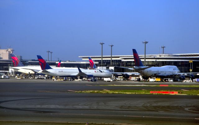 Boeing 747-400 — - Delta Base At Narita Airport: A variety of Boeing, from a 747, 777, 767 and 757... 
