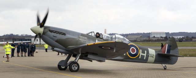 SUPERMARINE Spitfire (PNR202) - These 4 images of Spitfire RV202 operated by Flying with Spitfires.com especially historic as they were taken at Southampton Airport UK on the 80th Anniversary of the first flight of the Supermarine Spitfire on 5 March 1936, the pilot was Mutt Summers. The Spit was probably the most famous fighter of WW2, and was instrumental in the winning of the Battle of Britain along with the Hawker Hurricane in early summer 1940.