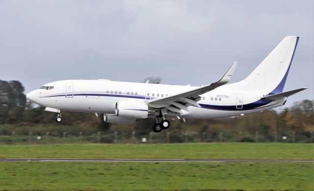 Boeing 737-700 (N737AG) - funair corporation b737-7bf(bbj) n737ag landing at shannon 12/10/20.