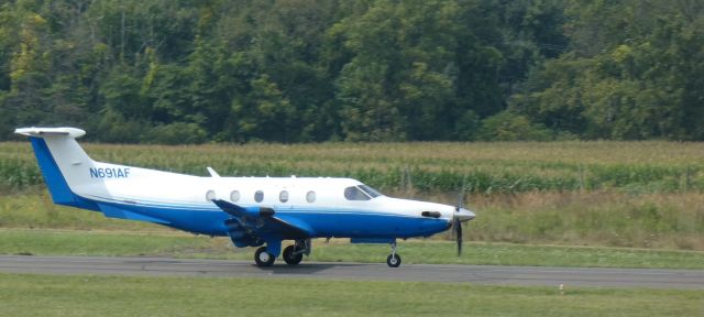 Pilatus PC-12 (N691AF) - Heading for a departure is this 2017 Pilatus PC-12/47E in the Summer of 2023.