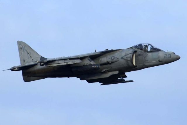 16-3863 — - McDonnell-Douglas AV-8B Harrier BuNo 163863 modex 29 of VMAT-203 Hawks at MCAS Yuma on February 19, 2015.