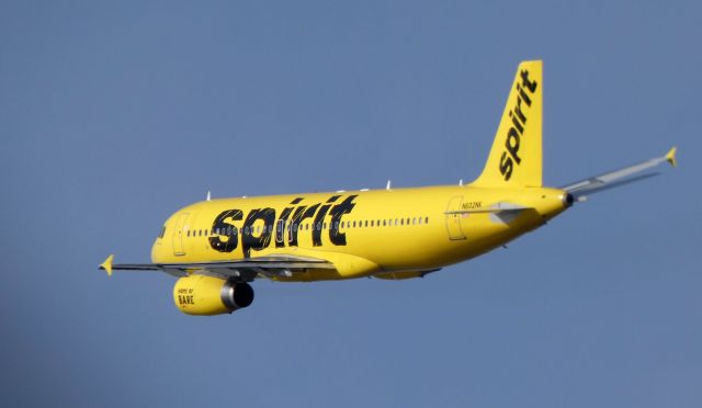 Airbus A320 (N602NK) - On departure is this 2010 Spirit Airlines Airbus A320 in the Winter of 2019.