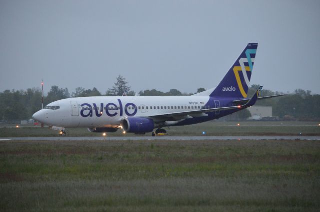 Boeing 737-700 (N703VL) - VXP822 taxiing across 16/34 after arriving on 13 from Santa Rosa (KSTS/STS) on the inaugural flight between the two cities. This was also the third day into Avelo's new base operations out of Santa Rosa after closing down their Las Vegas base on April 30, 2024.