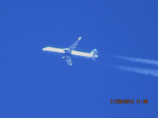 Airbus A321 (N923JB) - JetBlue Airlines flight 223 from JFK to LAX over Southeastern Kansas at 34,000 feet.