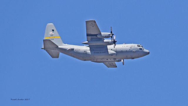 Lockheed C-130 Hercules — - Overhead my ranch.  Low flying training.br /Colorado Front Range