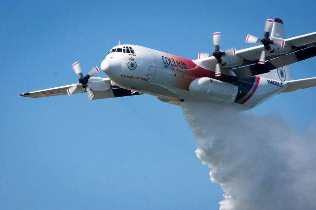 Lockheed C-130 Hercules (N405LC) - Bomber 132 Large Air Tanker test dump over Penrith Lakes