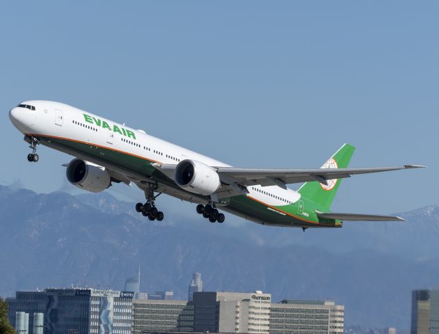 BOEING 777-300ER (ZK-OKT) - Eva frame leased by Air NZ, on the go around on a windy day.