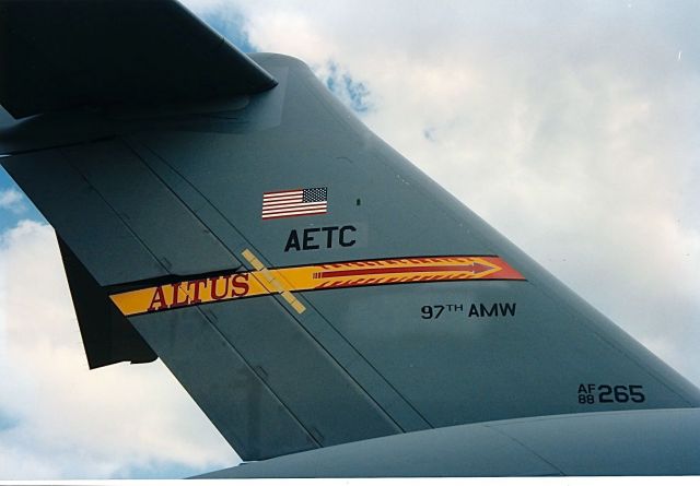 Boeing Globemaster III (88-0265) - Tail marking of a USAF C-17 named City Of Altus at an Air Power Air Show in KOKC